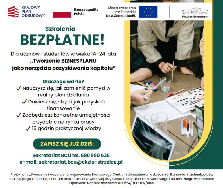 Biznesplan – BEZPŁATNE SZKOLENIE dla młodych!