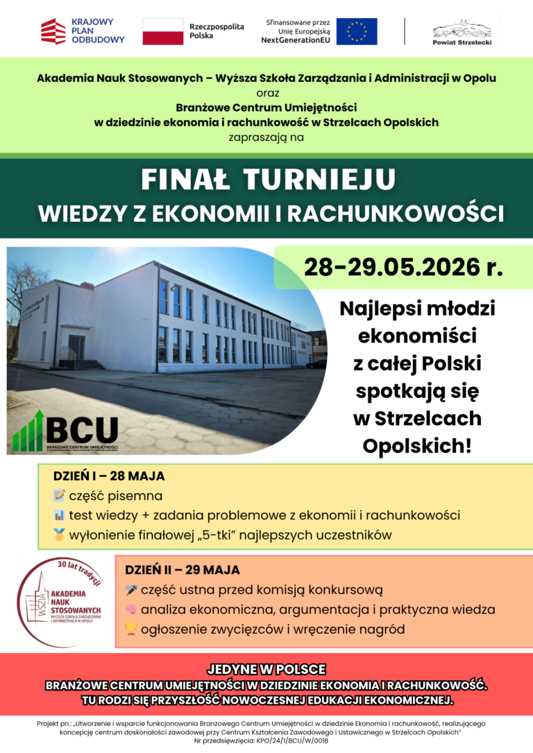 FINAŁ TURNIEJU WIEDZY Z EKONOMII I RACHUNKOWOŚCI – 28–29 maja 2026 r.