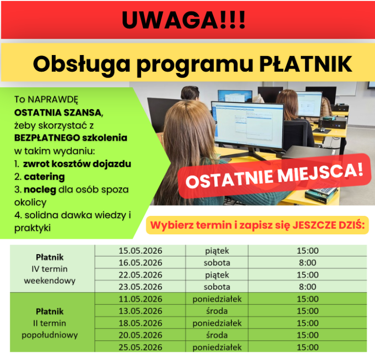 UWAGA! – ostatnia szansa na Płatnika „na wypasie”